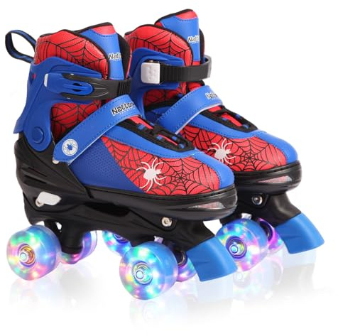 Kids Roller Skates for Boys Girls, Beginner Adjustable Boys Roller Skates | Adjustable Boys Roller Skates for Ages 3-12 with Light up Wheels Safety Protection Birthday Gift for Indoor Outdoor Sports