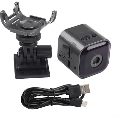 Telecamera mini WiFi 1080p wireless con audio bidirezionale e rilevamento del movimento per monitoraggio interno ed esterno, visualizzazione remota tramite app, nero