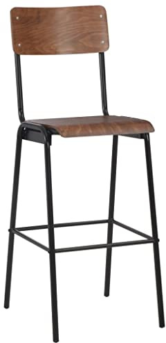 RuiNingRN Bar Stools Pack of 6 Solid Plywood Powder-Coated Steel 41.5 x 59 x 116.5 cm Stackable Seat Height 76 cm Kitchen Dining Room Counter Modern Seating