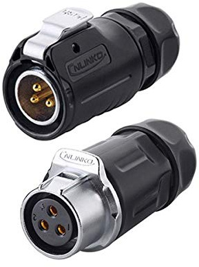 CNLINKO 3 Pin Power Industrial Circular Connector, Male Plug & Female Receptacles, Cable to Cable Connection, Outdoor Waterproof IP67, Easy Plug and Pull, AC DC Signal