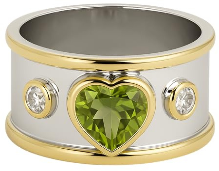 Peridot und Zirkon Anweisung Mixed Metal Sterling Silber Ring