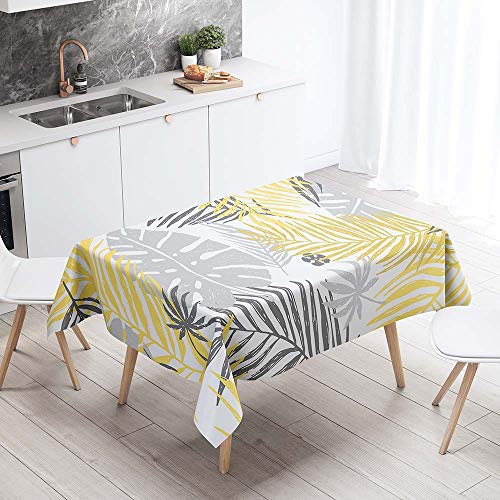 Tischdecke Abwaschbar, Chickw1 Tropenwald 3D Muster Wasserdicht Polyester Rechteckig Fleckschutz Ölfest Abwaschbar Pflegeleicht Mehrzweck Gartentischdecke (Gelb,140x220cm)