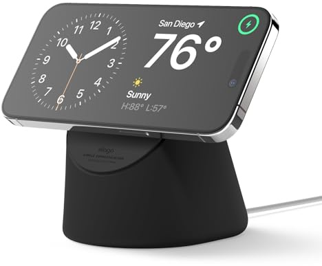 elago MS1-Ladestation für iPhone 17/16/15/14/13/12 Serie | iOS-Standby-Modus, Ladegerät nicht enthalten (Schwarz)