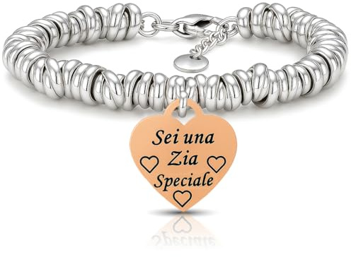 SAGA GIOIELLI BRACCIALE NODINI INTRECCIATO DONNA FRASI PENSIERI PAROLE EMOZIONALE INCISIONE CUORE (Sei una zia speciale)