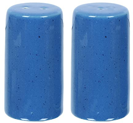 Salt & Pepper Shakers - Vintage Ceramic Salt & Pepper Shaker Set - Retro Farmhouse Home Decorative Jar Dispenser for Kitchen Sky Blue Mat (Set of 2)