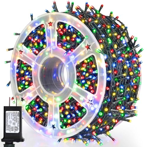 weillsnow 500 LED Multicolor Outdoor Christmas Lights, 164Ft Plug in Waterproof String Lights, 8 Modes with Memory for Outdoor Indoor Garden Halloween Christmas Decorations (Multicolor)