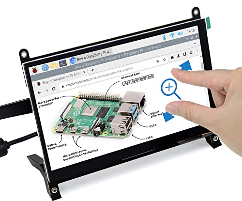 FREENOVE 7 Inch HDMI Touchscreen Monitor for Raspberry Pi 5 4 Jetson Nano PC (No Shell), 1024x600 Pixel IPS Display, 5-Point Touch Capacitive Screen