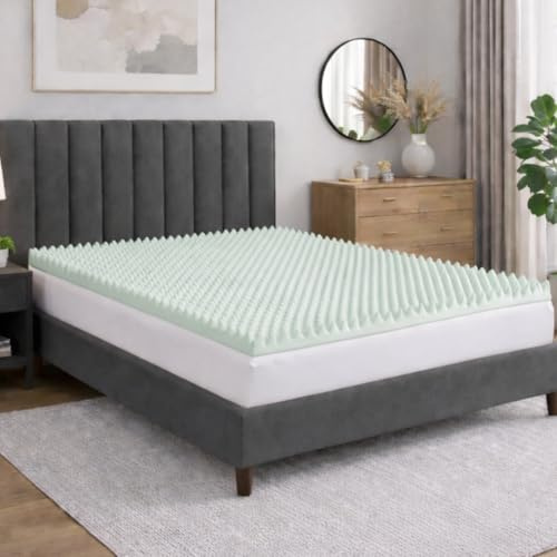 Zayton 1-inch Convoluted Foam Mattress Topper with Egg Shell Design | Breathable, Soft, and Comfortable Bed Toppers for Back Pain, Orthopedic Support for Better Sleep, Full, Green