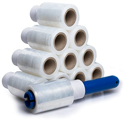V1 TRADE Mini Stretch Film – 40 Rullar 150 m x 10 cm – Förpackningsfilm