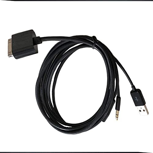 MEETOZ 30 Pin to AUX USB, Dock Connector to 3.5mm Jack Audio AUX-in Car Stereo Auxiliary Cable | Data Sync Transfer & Charging | Compatible for iPod iPhone(Black)