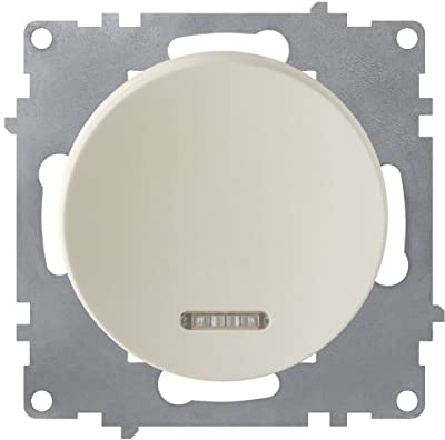 OneKeyElectro: Design-Kontrollschalter mit LED-Glimmlampe, 1fach, 1 Weg, Unterputz, matt-Antifingerprint, Schutzart IP20, 230V/16A, ohne Rahmen, beige