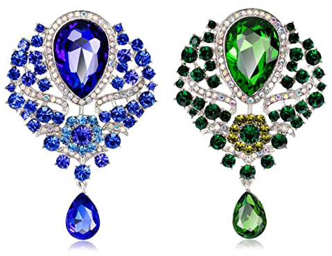 CAREOR Elegante Brosche, Anstecknadel, Anstecknadel, Anstecknadel, Anstecknadel, Kunstkristall, Strasssteine, Halsband, Sicherheits-Gravur, Metall, Anstecknadel, Schmuck für Damen und Mädchen