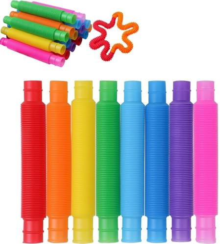 Juguetes Sensoriales de Tubo Elástico, 24 Piezas Juguetes antiestrés de Colores, Juguetes para Aliviar el estrés y la Ansiedad Adecuado para niños y Adultos, Pequeño, CYC19-1
