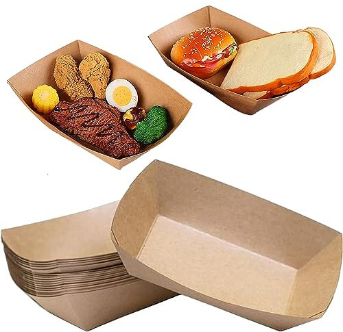 Hzyclzh Fingerfood-Schiffchen 50 Stück Kraftkarton Schalen, Pommesschalen Abbaubar, Pappteller Snackschalen, Fingerfood Schale für Fingerfood Nibbles Sushi Knabbereien Geburtstag Hochzeit Ostern Party