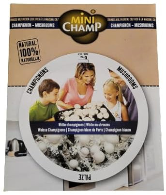 Peyca Kit autocultivo de champiñones 7,5 litros - MiniChamp. 100% natural. Todo lo necesario para cultivar champiñones en casa (Champiñon Blanco)