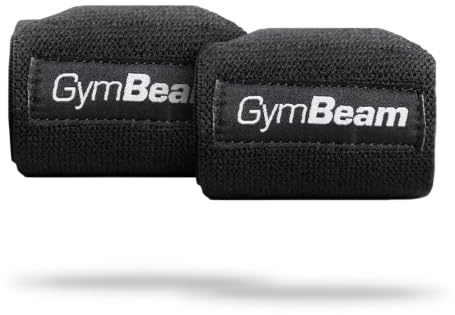 GymBeam Fasce Polsi per Pesi Pesanti - Wrist Wrap Press Durevoli e Confortevoli in Cotone e Gomma per Rafforzamento del Polso e Prevenzione degli Infortuni - Nero