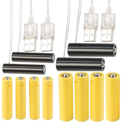 revolt Dummy Batterien: 4er-Set Universal-USB-Batterie-Adapter, ersetzen je 6 AA/AAA-Batterien (Batterieadapter AAA, Batterie-Dummys AA, Kabel)