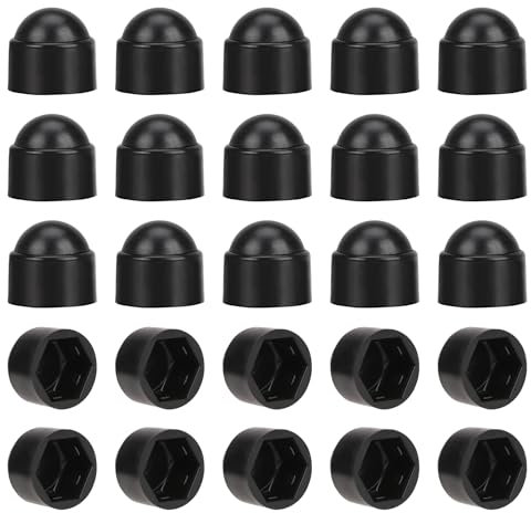 30 PCS Hex Nut Cover M6 Nut and Bolt Protective Caps Cover Black Plastic Bolt Dome Caps Covers for Bolts, Hex Hexagon Nuts Screws, M6 × 10mm