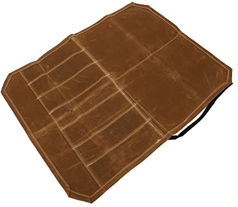 Bolsa de Lona Encerada para Cuchillos, 7 Fundas Plegables para Cuchillos de Chef de Bolsillo, Amplia Aplicabilidad para Barbacoa (Caqui)