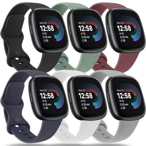 Oumida 6 Stück Armband für Fitbit Versa 3/4, Sense/Sense 2 - Weiches Silikon Sport Ersatzband für Damen und Herren (APack, S)