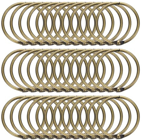 sourcing map 36pcs Shower Curtain Rings, 1.5 Inch ID Iron Round Snap Shower Curtain Hooks Glide Smoothly Shower Hooks for Bathroom Shower Curtain Rods, Bronze