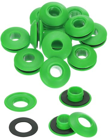 QUARKZMAN 20 Pièces Œillets en Plastique pour Bâches - Inoxydables pour Rideaux Textiles, Tentes, Piscine, Auvents, Banderoles, Vert