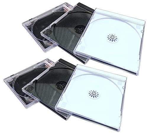 Zerodeko Confezione Di Custodie Per Cd Da 4 Pezzi Da 90 Mm Bianche E 2 Pezzi Da 90 Mm Grigie Per Larchiviazione Di Contenuti Multimediali E Video