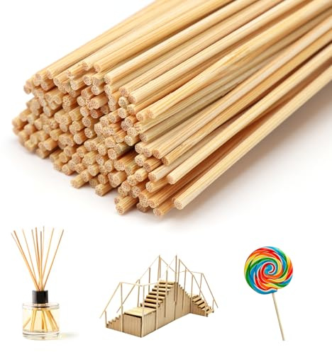 150PCS Wooden Sticks, Round Natural Wooden Dowel Rods 15cm x 2mm