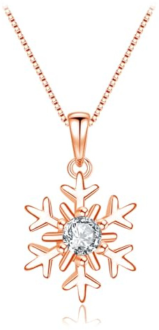 Cangall Silber Weihnachten Schmuck Set Damen, 925 Sterling Silber Schneeflocke Halskette & Ohrringe Set, Silber Weihnachts Schmuckset mit Zirkonia, 45cm Silberkette mit Anhänger & Ohrhänger Set