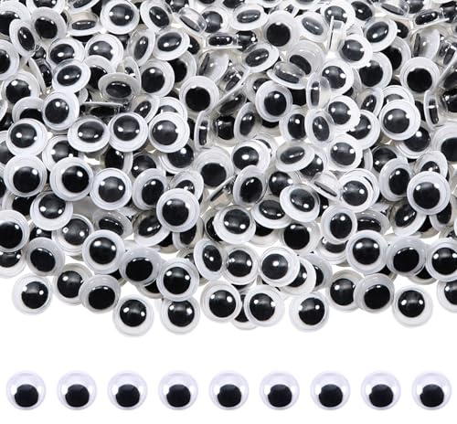 TOAOB 1000 Stück Wackelaugen Selbstklebend 10 mm Klein Kunststoff Runde | Kulleraugen Selbstklebend Wiggle Googly Augen Puppe Augen Aufkleber für DIY Bastelaugen Scrapbooking Handwerk Zubehör