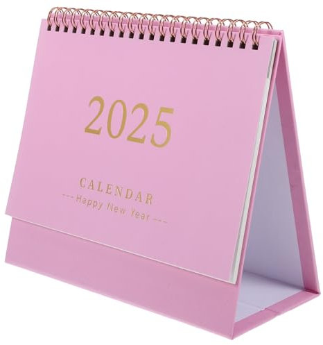 VILLCASE Schreibtischkalender Tischkalender 2025 September 2024 – Dezember 2025 Kleiner Tischkalender Tisch-flip-kalender 2025 Kleiner Stand-tischkalender Standkalender Für Zuhause Büro Schule (rosa)