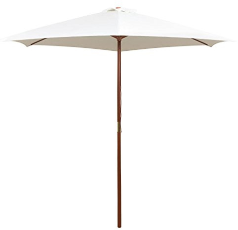 Juroupi Sombrilla con Palo de Madera Blanco Crema 270x270 cm Terraza Exterior Parasol Jardin
