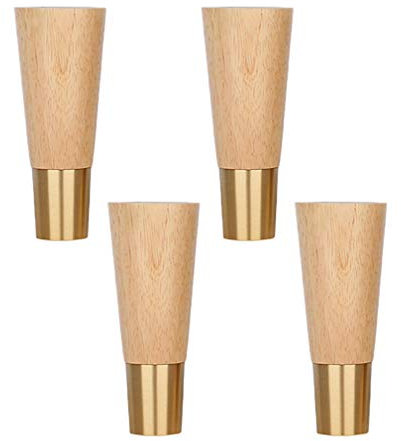 LDTTYRC 4 Stück Sofabeine aus Holz, zuverlässige Möbelbeine aus Holz, Möbelfüße aus reinem Kupfer, Eichenholz, für Couchfüße, Kommoden, Schränke, DIY-Möbelprojekte (12 cm, Holzfarbe)