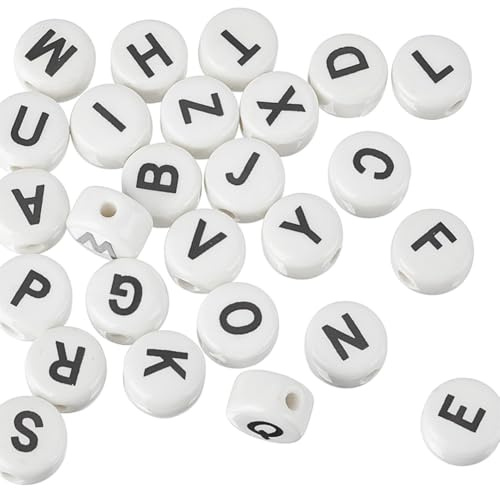 arricraft 52 Stück Buchstaben Keramikperlen Flache Kreisförmige Buchstaben Abstandsperlen Handgefertigtes Buchstabenperlen Set Wird Zur Schmuckherstellung Verwendet. DIY Freundschaftsarmband Zubehör.