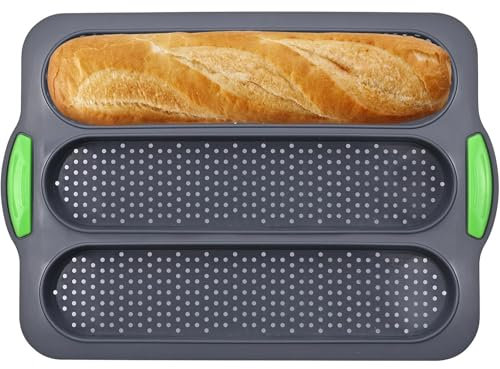 HingtTraum Stampo per Baguette in Silicone – Stampo Pane Antiaderente, Stampo per Pane in Cassetta, Utensile da Cucina Facile da Pulire per una Cottura Perfetta