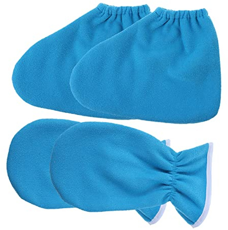 Homoyoyo Guantes y Botines de Cera Parafina 2 Piezas Talla Única Poliéster y Franela Retención de Calor Cuidado Nutritivo Manos y Pies Spa Reparador