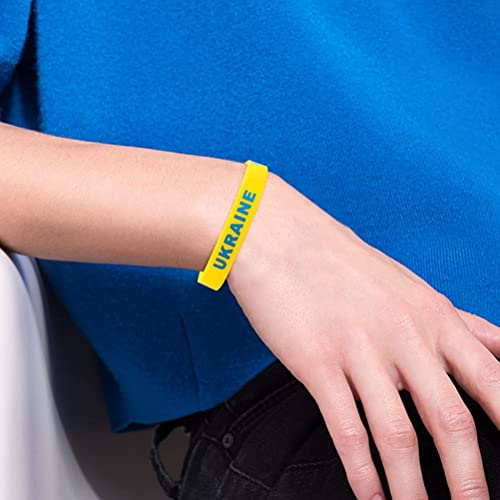 Ukraine-Nationalflaggen-Armband, weiches Silikon, stilvolles kreatives Design, angenehmes Tragematerial, Friedensliebhaber, blau, gelb, 7,8 Zoll, 0,7 Zoll, 17,9 g, 10 Stück (A)