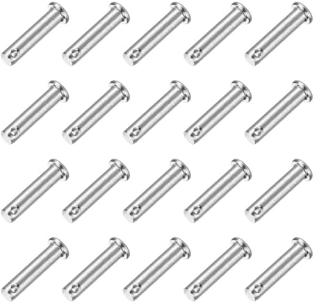 QUARKZMAN 20 Stück Steckbolzen M8 x 35mm Einloch Splintbolzen, 304 Edelstahl Flachkopf Anhängersplintbolzen für Anhängerschloss, Mechanikerreparatur, Möbelinstallation, Industrieanlagen