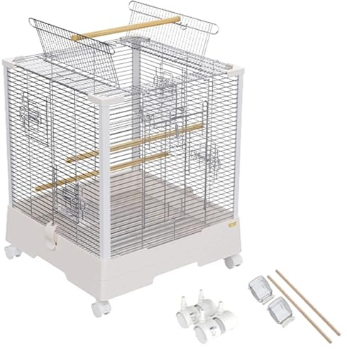 20 Zoll Edelstahl Vogelkäfig, Innen Papageienkäfig Vogelhaus Mit Verriegelung, Groß Flugkäfig Vogelvoliere Für Wellensittich, Kanarienvogel(2pcs)