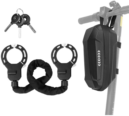 Ftemglo Candado Patinete Electrico, Candado Antirrobo para Scooters con 3 Llave y Bolsa Impermeable, Alta Seguridad Antirrobo Cadena para Patinete Eléctricas, Carritos de Bebé, Motos
