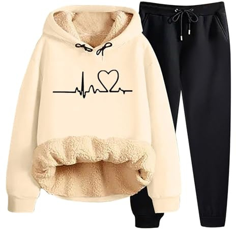 SCBFDI Pantaloni Baggy, Vestiti Invernali Donna Set Palestra Tuta Intera Tute Eleganti Pantaloni Caccia Cocktail Invernale Felpata Beige 3XL
