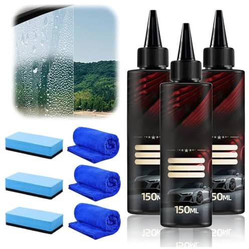 Nettoyant Vitre Voiture, 2025 Film Oléophobe Pour Vitres D'automobiles, Nettoyant Pour Pare-brise De Voiture, Nettoyant Spécial Vitres et Miroirs, Idéal Contre la Poussière et la Pluie (1, 3 Pcs)