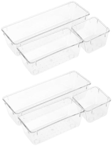 LOLIPPYY Organisateurs de Tiroirs Multifonction Transparents 6 Pièces en Pet pour Bureau, la Cuisine, Salle de Bain, Rangement Cosmétiques et Fournitures
