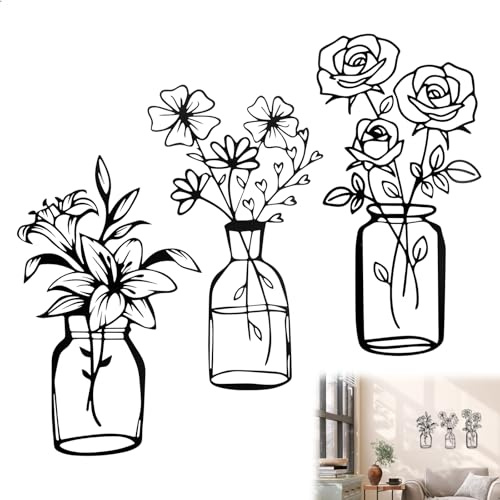 duozoanz Adorno Pared Jardin 3 Piezas, Adornos Pared Metalicos Modernos, Adornos Pared Salon Elegantes, Decoracion Pared Salon para Hogar, Sala y Cocina