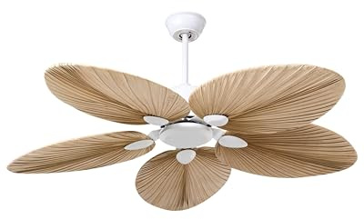 Beliani Ventilador de techo natural hojas de palmera con mando a distancia moderno escandinavo sala de estar Mammoth