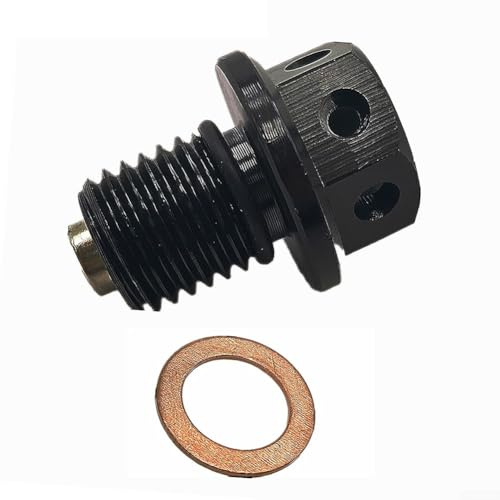 babominimer Olio magnetico per bullone 12 mm x 15 per avere vite in alluminio coppa moto magnete incorporato per catturare detriti metallici usura motore scarico preforato sicurezza (nero)