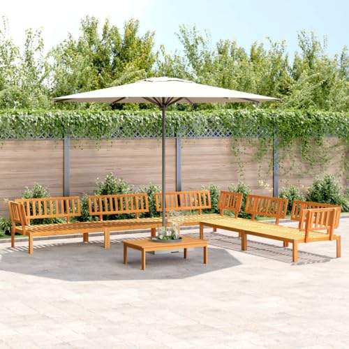 Frdhee Ensemble de 6 petits canapés de jardin en palettes en bois d'acacia massif, groupe de bancs d'angle pour balcon, terrasse, cour arrière