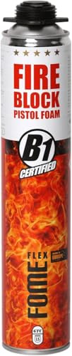 FOME FLEX B1 Brandschutz-Schaum 750ml Schwer entflammbarer Pistolenschaum | DIN 4102 B1 & EI240 | PU-Montageschaum für Fugen & Hohlräume | Kabeldurchführung | Wärme-, Schall- & Brandschutz