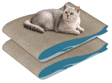 Dogat Cat Scratching Board 2PCS Cat Scratcher Extra Wide 42x30x6.5cm | Large Curved Double-Sided Cardboard Design for Scratching, Lounging and Daily Play, Suitable for Indoor Cats