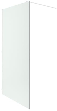 Parete Doccia Walk-In 130 cm Keros, Vetro Temperato 8mm Anticalcare, Profilo Alluminio Bianco Spazzolato, Altezza 200 cm, Installazione Reversibile Dx/Sx con Barra Stabilizzatrice
